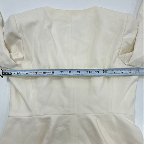 Max Mara Women's Off-White Asymmetrical Zip Peplum Jacket Made in Italy Size 4