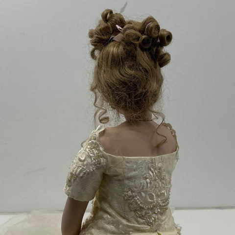 Wedding Day Shay Doll Porcelain Bridal Gown Veil Bouquet with Stand 24 Inch