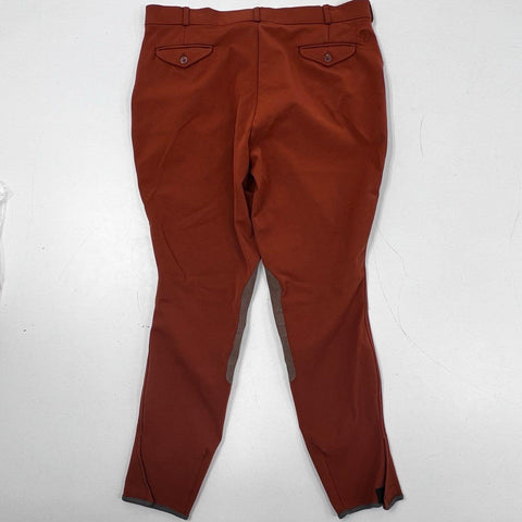 Ovation Women's Rust Burnt Orange Knee Patch Riding Breeches Jodhpurs Sz 36L