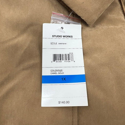 Studio Works Women's NWT Brown Quilted Faux Fur Hood Parka Coat Size 1X