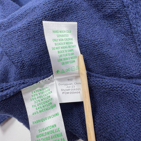 Lilly Pulitzer Mame Sweater Low Tide Navy Metallic Cardigan Women's M NWT