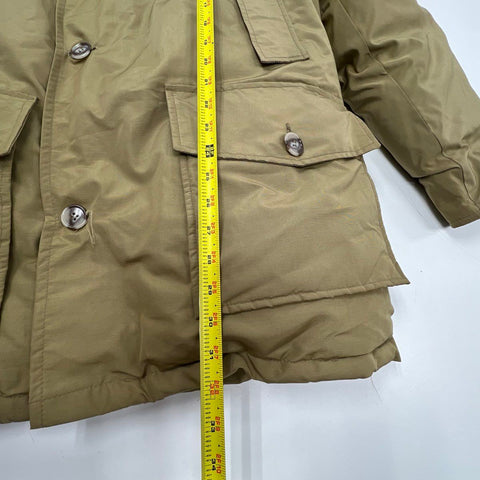 Vintage 80s Woolrich Men's Arctic Parka Down Coat Coyote Fur Hood Tan Sz M