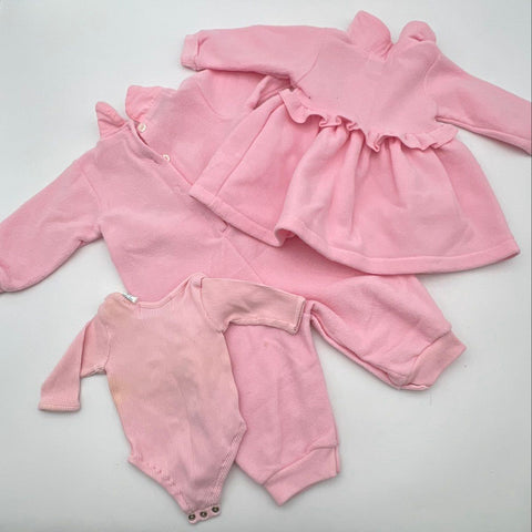 Vintage 90s Baby Beluga New York Lot Dress Sleeper Bodysuit Bunny Bear Pink 12M