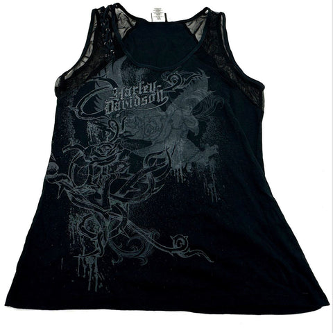 Harley Davidson Women's Clothing Lot 3pc Graphic Tank Tops Jersey Shorts Sz L