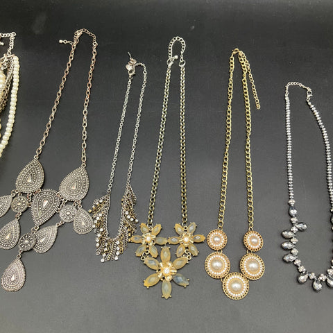 Vintage to Modern Costume Jewelry Necklace Lot of 8 Gold and Silver Tone