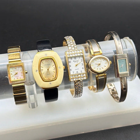 Vintage Joan Rivers Nine West Women's Quartz Watch Lot 5 Gold Tone