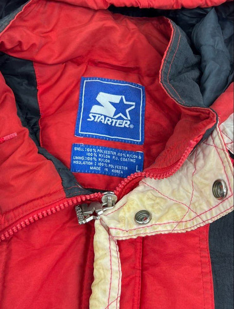 Vintage 90s Starter Nebraska Huskers NCAA Hooded Puffer Jacket Sz L