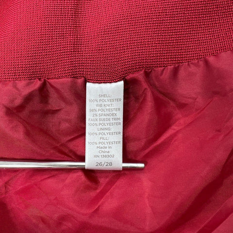 Avenue Women's Red Diamond Quilted Full Zip Mock Neck Jacket Sz 26/28 NWT