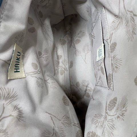 Haiku Blue Canvas Flap Crossbody Bag RFID Blocking Purse Silver Hardware