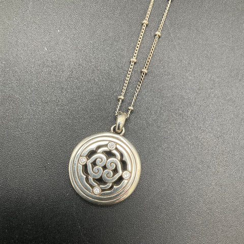 Brighton Silver & Gold Tone Filigree Scroll Round Pendant Necklace 18-20"