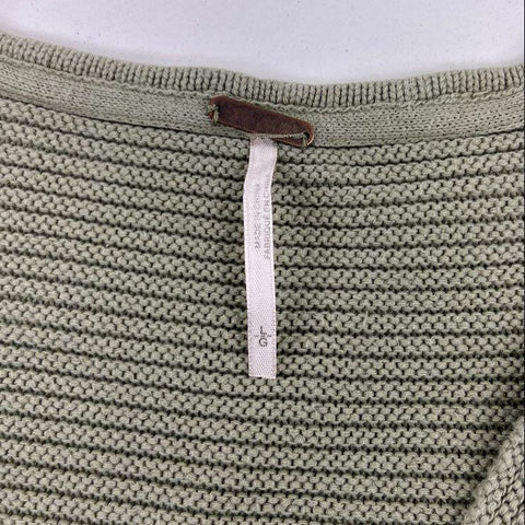 Free People Women's Sage Green Easy Street Tunic Ribbed Knit Sweater Size L