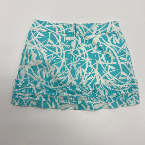 Lilly Pulitzer Marigold Ruffle Dragonfly Print Skort Cotton Teal White Size 2