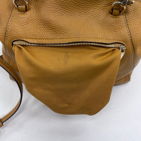 Coach Yellow Pebbled Leather Kelsey Satchel Crossbody Bag Silver Hardware