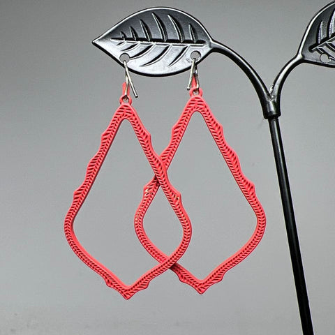 Kendra Scott Bright Pink Rope Texture Geometric Kite Dangle Earrings 2.5"