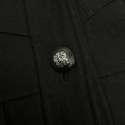 Guess Black Wool Blend Hooded Swing Peacoat Paisley Lining Women's