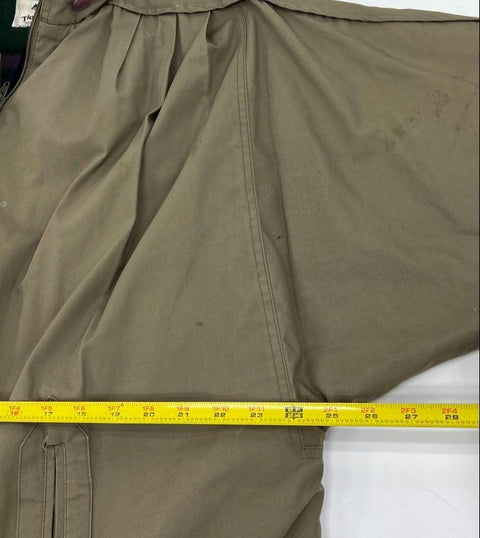 Vintage 80s Tiger Fox Men's Tan Plaid Lined Dolman Sleeve Car Coat Jacket XL