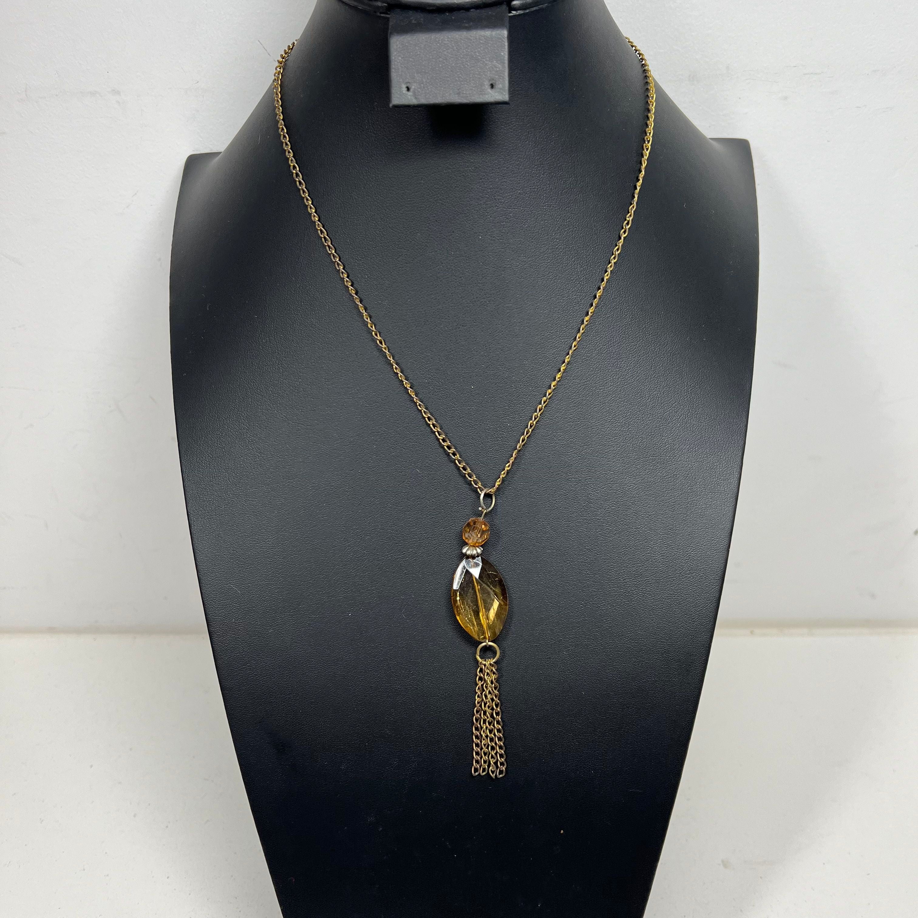 Lot of Gold Tone Chain Long Necklaces with Pendants