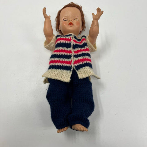 Vintage 1950s Baby Doll Sleep Eyes Rooted Hair w/ 2 Outfits Mid Century Toy