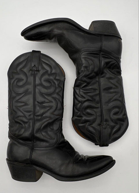 Abilene Black Leather Western Cowboy Tall Boots Women's Size 7.5 B