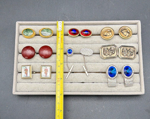 Vintage Men's Cufflink Tie Tack Lot Destino Weller Comedy Tragedy Drama 8 Pairs