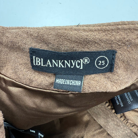 Blank NYC Brown Suede Leather Zipper Front A-Line Mini Skirt Women's Size 25