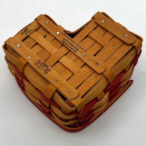 Longaberger Basket Lot 4 Pieces Heart Oval Round Octagonal With Lids & Liners