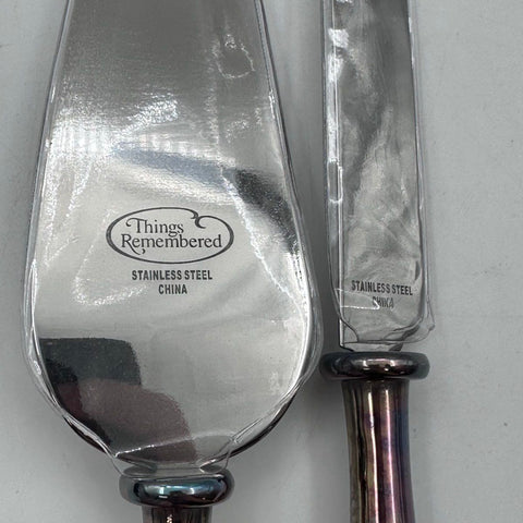 Things Remembered Cake Serving Set 2pc Stainless Steel Swarovski Crystals
