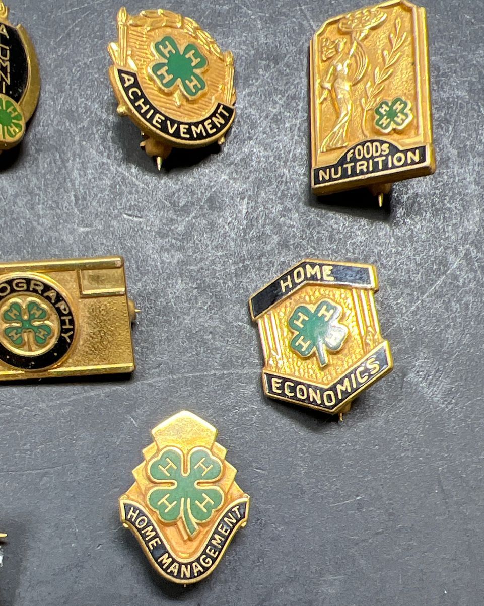 Vintage 1/20 10K Gold Filled 4 H Club Achievement Pins