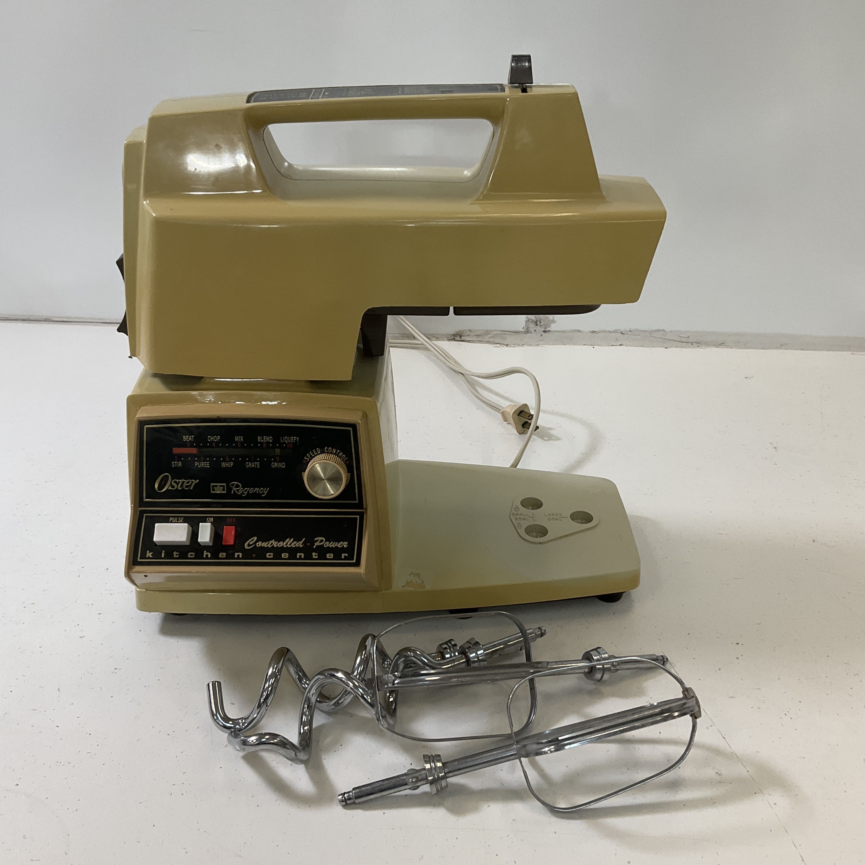 Vintage Oster Regency Kitchen Center Mixer w Beaters Dough Hooks Tested READ