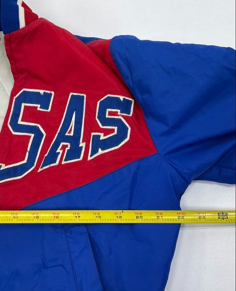 Vintage 80s Kansas Jayhawks Crimson Girls Satin Bomber Jacket Quilted Lined Sz S