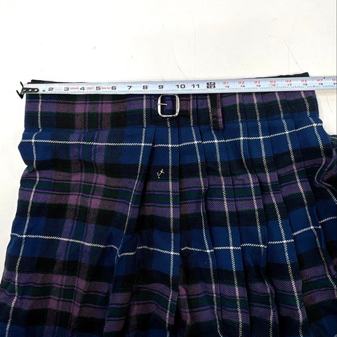 Scottish Design Tartans Men's Blue Purple Plaid Pleated Wool Blend Kilt Sz 36
