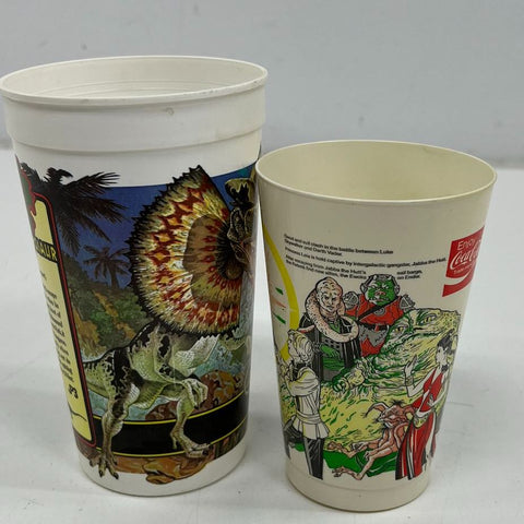 Vintage 1983 Star Wars & 1993 Jurassic Park McDonalds Coke Cups Lot of 2