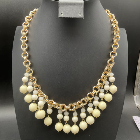 Ann Taylor Beaded Necklace Lot 3 Floral Enamel Fringe Gold Silver Tone Signed