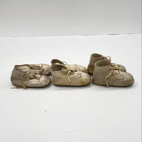 Vintage Ideal Baby Shoe & Baby Deer White Leather Walking Shoes Lot Sizes 2 3