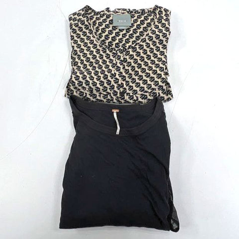 Free People Maeve Womens Top Blouse Lot Boho Embroidered Bird Print Sz M L