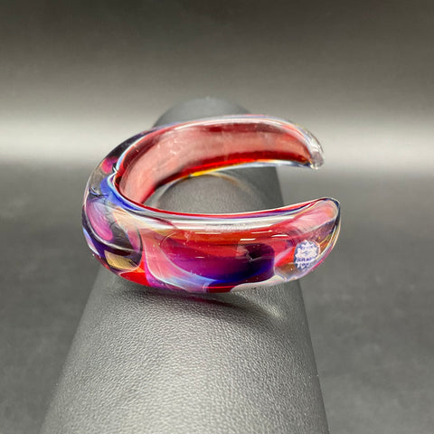 Kevin O'Grady Aurora Borealis Art Glass Bangle Cuff Bracelet Signed