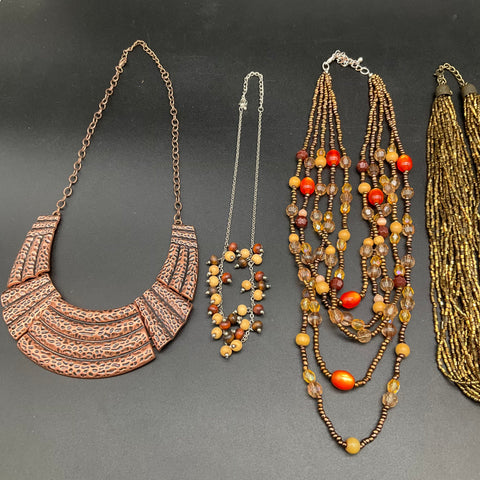 Boho Beaded Vintage to Modern Bib Tassel Necklaces Jewelry Lot of 8