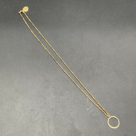 Miranda Frye Gold Filled Circle Pendant Station Chain Necklace 18" 3.1g