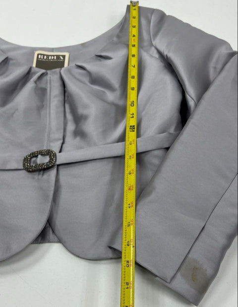 Vintage Y2K Redux Charles Chang-Lima Silver Bolero Jacket Maxi Skirt Set Womens