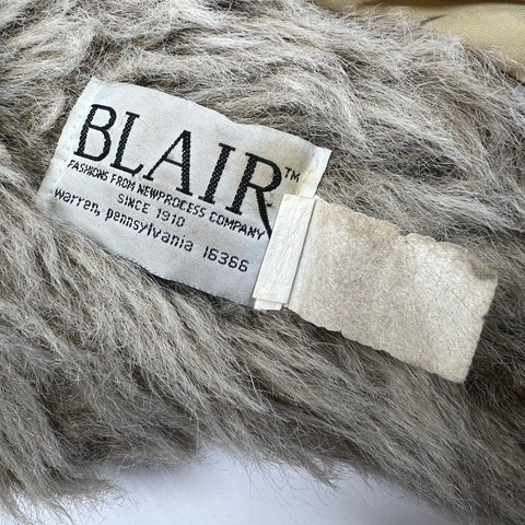 Vintage 80s Blair Gray Taupe Shag Faux Fur Teddy Coat Jacket Women's