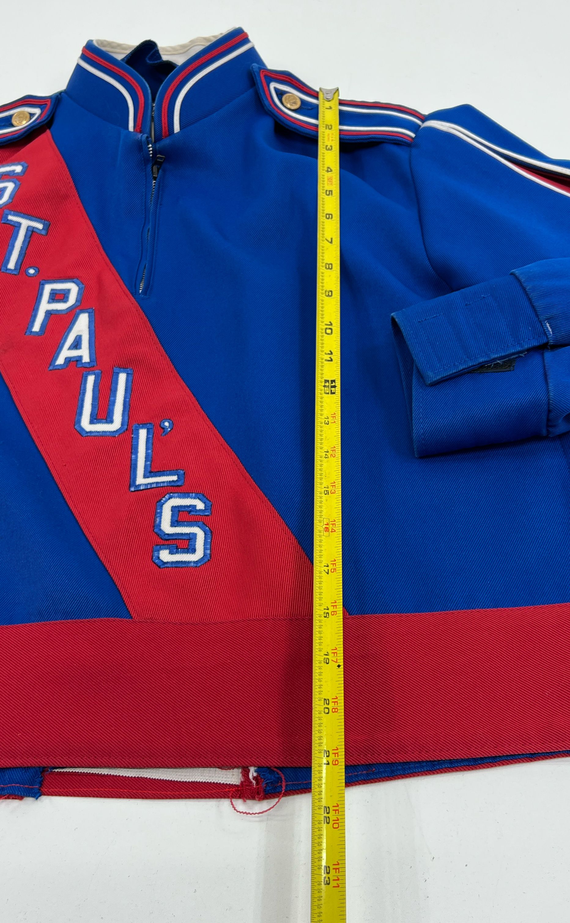 Vintage Women's Blue St. Paul's Cropped Zip Up Marching Jacket *Heavily Altered
