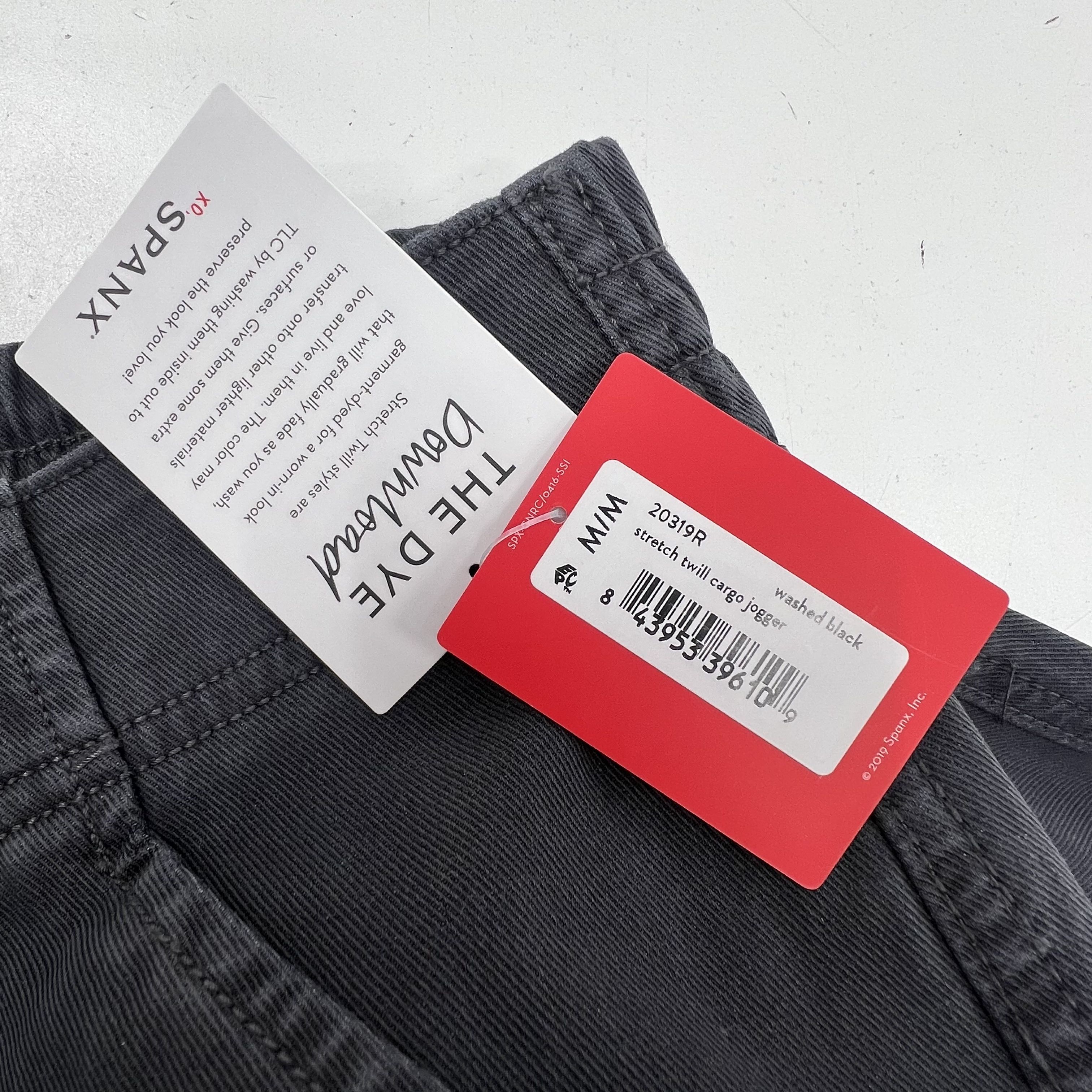 NWT Spanx Stretch Twill Cargo Jogger Washed Black Pant Size Medium