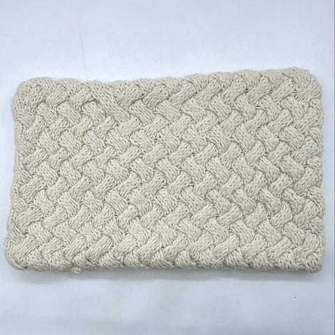 Pottery Barn Chunky Braided Knit Pillow Cover Cream 16x26 Lumbar Vintage 2014
