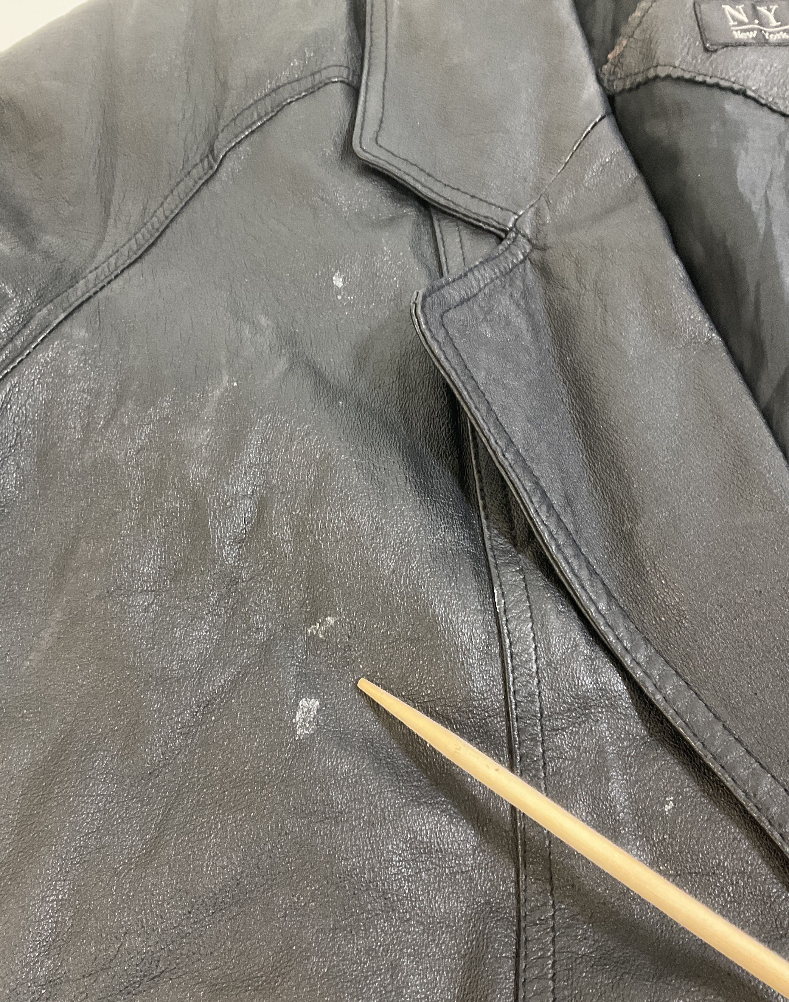 Vintage 90s NYDA Black Genuine Leather Longline Coat Womens Size L