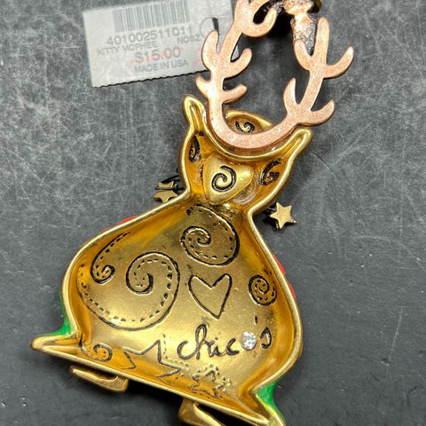 2 Chico's Christmas Reindeer & Tree Ornaments NWT