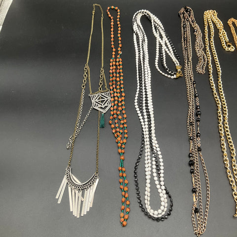 Vintage & Modern Costume Jewelry Necklace Lot of 8 Beaded Chain Pendants