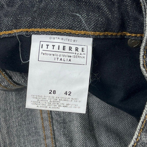 Vintage Y2K Just Cavalli Women's Gray Flared Rhinestone Logo Denim Jeans Sz 28