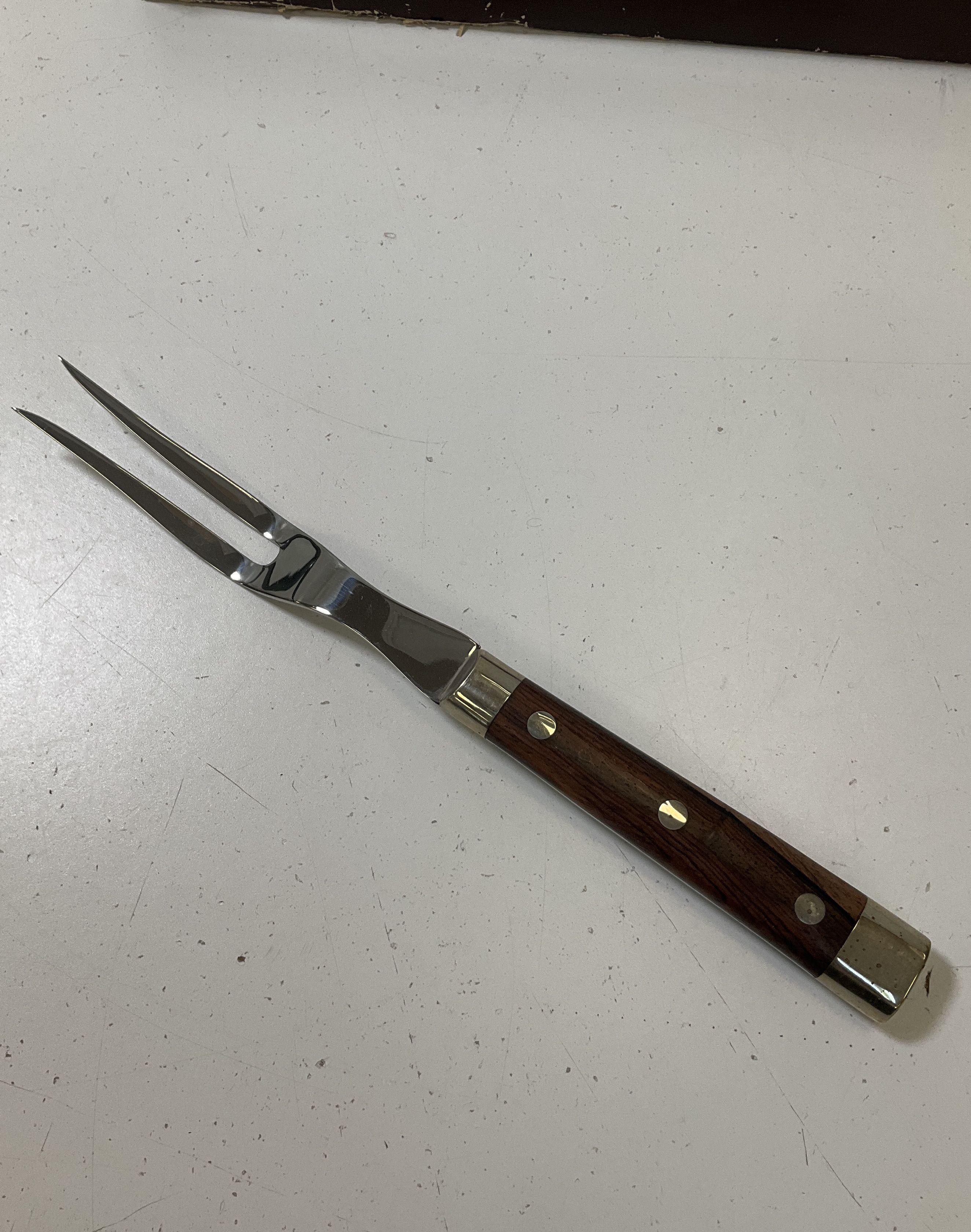 Vintage Personna Hollow Ground 2 Pc Stainless Steel Carving Set in Wood Tray IOB