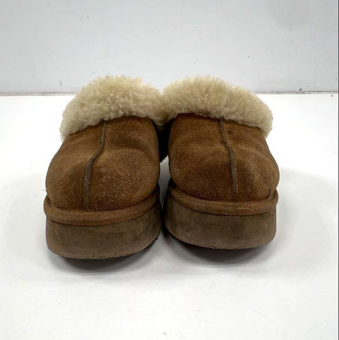 Ugg Disquette Chestnut Suede Sheepskin Platform Slippers Women's Size 6