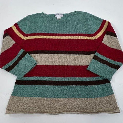 Vintage 90s Pendleton Womens Multicolor Striped Cotton Blend Sweater Size XL